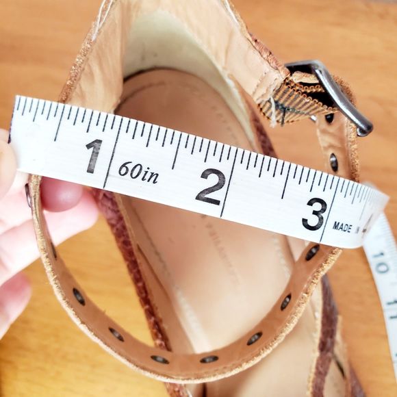 Schuler Sons Philadelphia Nalia Heels Brown Leather Chunky SZ 8.5 Anthropologie - Picture 11 of 12